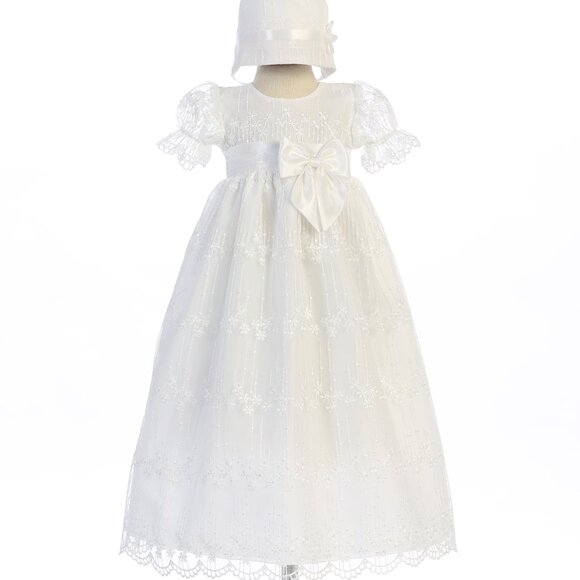 Girls White Christening & Baptism Gown - Camila